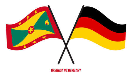 Grenada and Germany Flags Crossed And Waving Flat Style. Official Proportion. Correct Colors.のイラスト素材