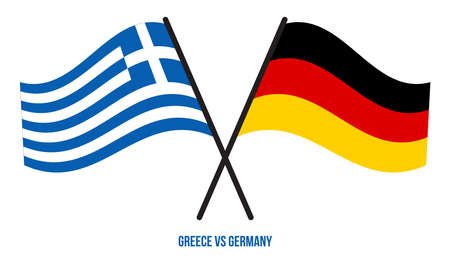 Greece and Germany Flags Crossed And Waving Flat Style. Official Proportion. Correct Colors.のイラスト素材