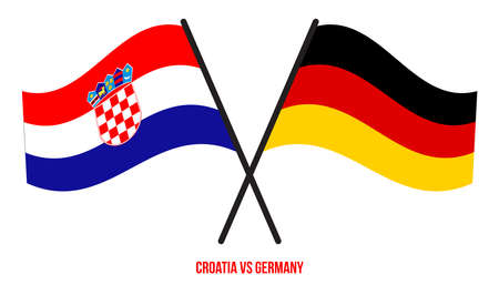 Croatia and Germany Flags Crossed And Waving Flat Style. Official Proportion. Correct Colors.のイラスト素材