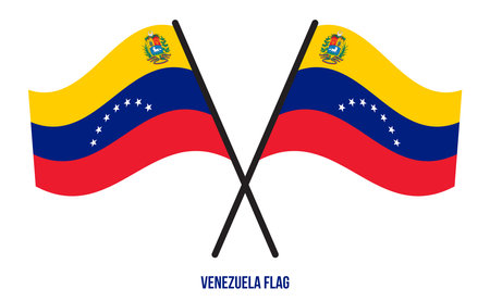 Venezuela Flag Waving Vector Illustration on White Background. Venezuela National Flag.のイラスト素材