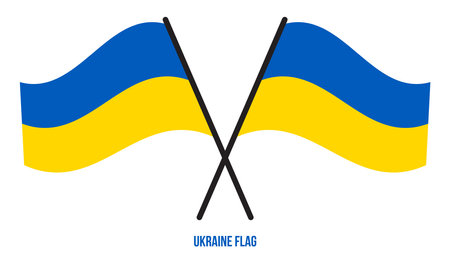 Ukraine Flag Waving Vector Illustration on White Background. Ukraine National Flag.のイラスト素材