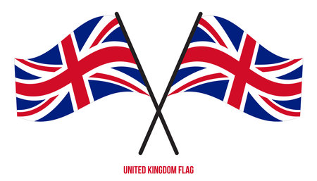 United Kingdom Flag Waving Vector Illustration on White Background. United Kingdom National Flag.のイラスト素材