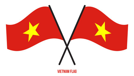 Vietnam Flag Waving Vector Illustration on White Background. Vietnam National Flag.のイラスト素材