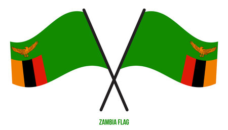 Zambia Flag Waving Vector Illustration on White Background. Zambia National Flag.のイラスト素材