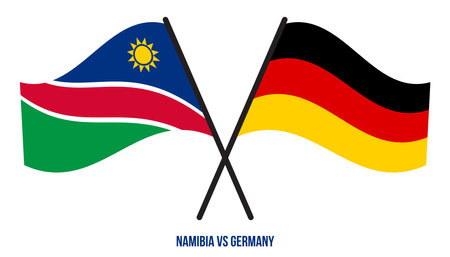 Namibia and Germany Flags Crossed And Waving Flat Style. Official Proportion. Correct Colors.のイラスト素材