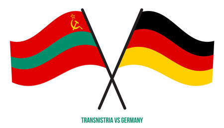 Transnistria and Germany Flags Crossed And Waving Flat Style. Official Proportion. Correct Colors.のイラスト素材