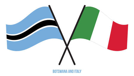 Botswana and Italy Flags Crossed And Waving Flat Style. Official Proportion. Correct Colors.のイラスト素材