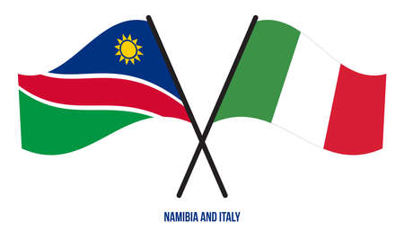 Namibia and Italy Flags Crossed And Waving Flat Style. Official Proportion. Correct Colors.のイラスト素材