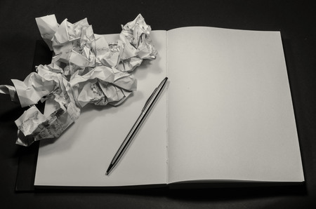 monochrome notebook paper writing toolsの写真素材