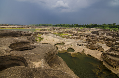 The Amazing of Rock,Natural of Rock Canyon in Khong River Three Thousand Hole,Ubonratchathanee Province,North East of Thailand 2017の写真素材