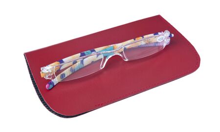 Isolated glasses case with glassesの写真素材