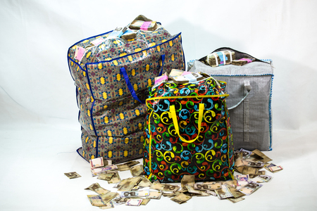 Bag of Naira note Cash and local currenciesの写真素材