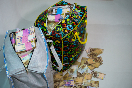 Bag of Naira note Cash and local currenciesの写真素材