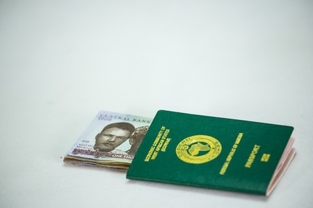 International Passport with local currency notesの写真素材