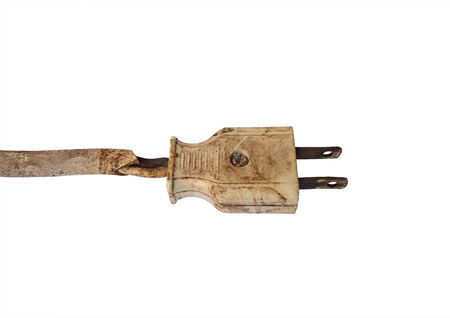 old electric plug  on white backgroundの写真素材