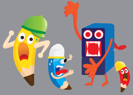 pencil cartoon are fear  sharpenerのイラスト素材