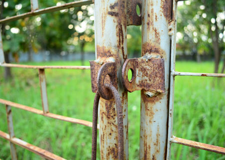 Old closed  on gate close upの写真素材