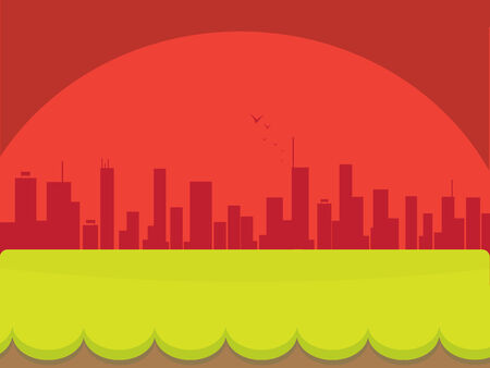 city park at sunset.のイラスト素材