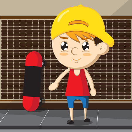 Skateboarding player cartoonのイラスト素材