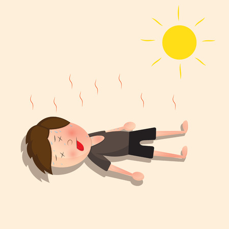 He lost consciousness because of the hot sunのイラスト素材