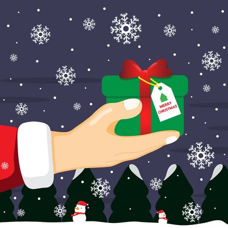 Santa Claus Hands Hold Gift Box.のイラスト素材