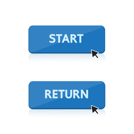 Blue start and return button design.のイラスト素材