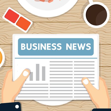 Business news paper on the table.のイラスト素材