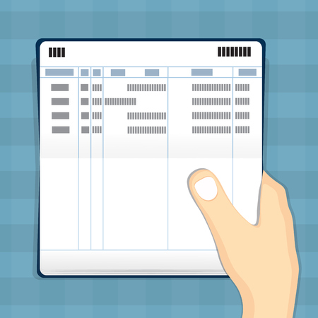 Hand holding passbook .のイラスト素材