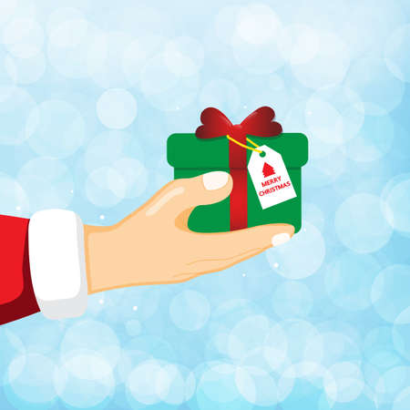 Hand holding christmas gifts .のイラスト素材