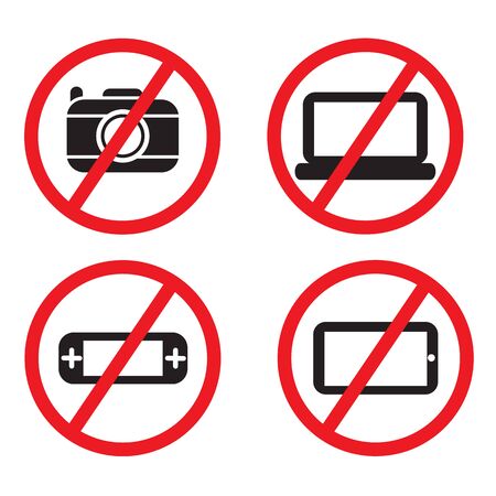 Icon prohibited electronic devices on planes.のイラスト素材