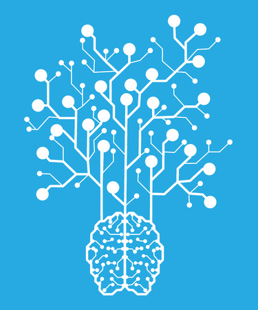 Line electronic brain . Artificial intelligenceのイラスト素材
