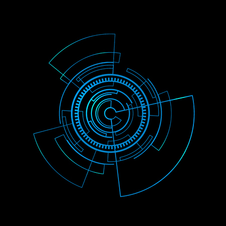 Blue circle futuristic interface hud on black background.のイラスト素材