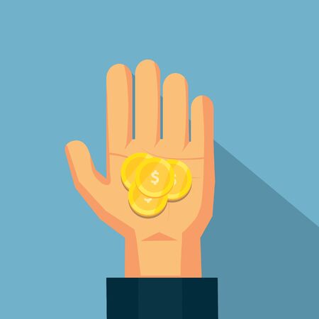 The coin on the hand .Vector design for business finance.のイラスト素材