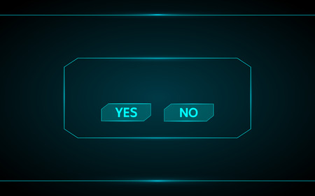 Yes and no game button vector design on technology  futuristic interface hud background.のイラスト素材