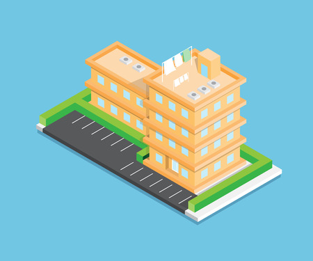 Isometric city vector design on blue backgroundのイラスト素材
