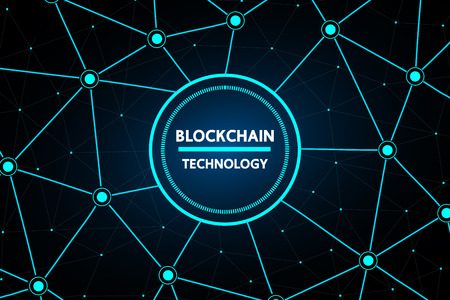 Blockchain abstract technology vector background design for future business .のイラスト素材