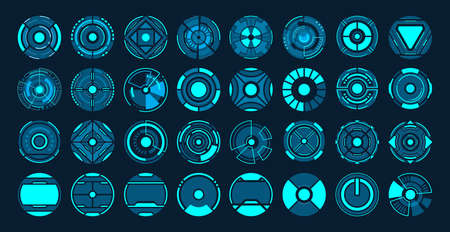32 Circle futuristic interface hud vector design.のイラスト素材