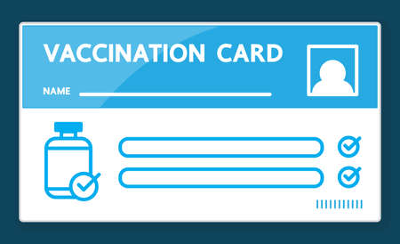 Vaccination card design on blue background.のイラスト素材