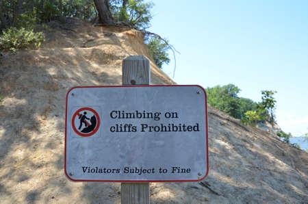 climbing on cliffs prohibited sign violators subject to fine