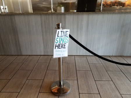 line starts here ordering and pickup sign in restaurant
