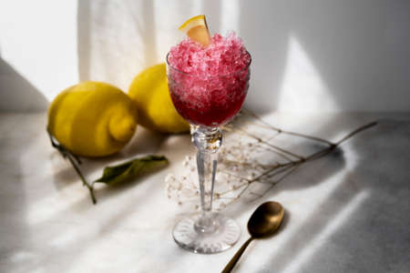 delicious granita dessert with fruit flavoringの写真素材