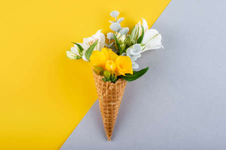 ice cream cone with flowers view