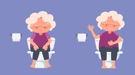 Elderly health concept,Elderly constipation Elderly lovers, good mood and physical healthのイラスト素材