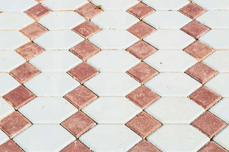 tiled floor in brown and gray backgroundの写真素材