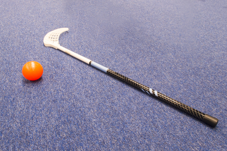 hockey stick on the field for kidsの写真素材