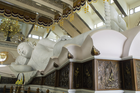 The biggest white marble nirvana buddha sleep at Wat Pa Phu Kon, Udon Thani Thailandのeditorial素材