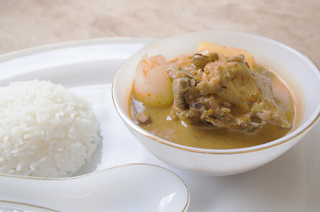 Thai food mussaman curry with riceの写真素材