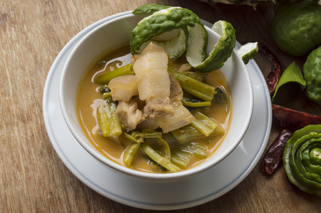 Pork curry with water spinach Taepho soup still lifeの写真素材