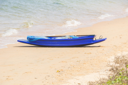 Fishing boat at the sea coast of the Pattaya,Thailand. Blue fishing boat.の写真素材