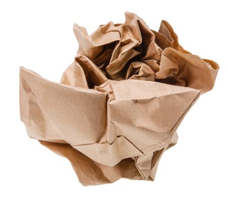 Brown paper crumpled into a ball.の写真素材